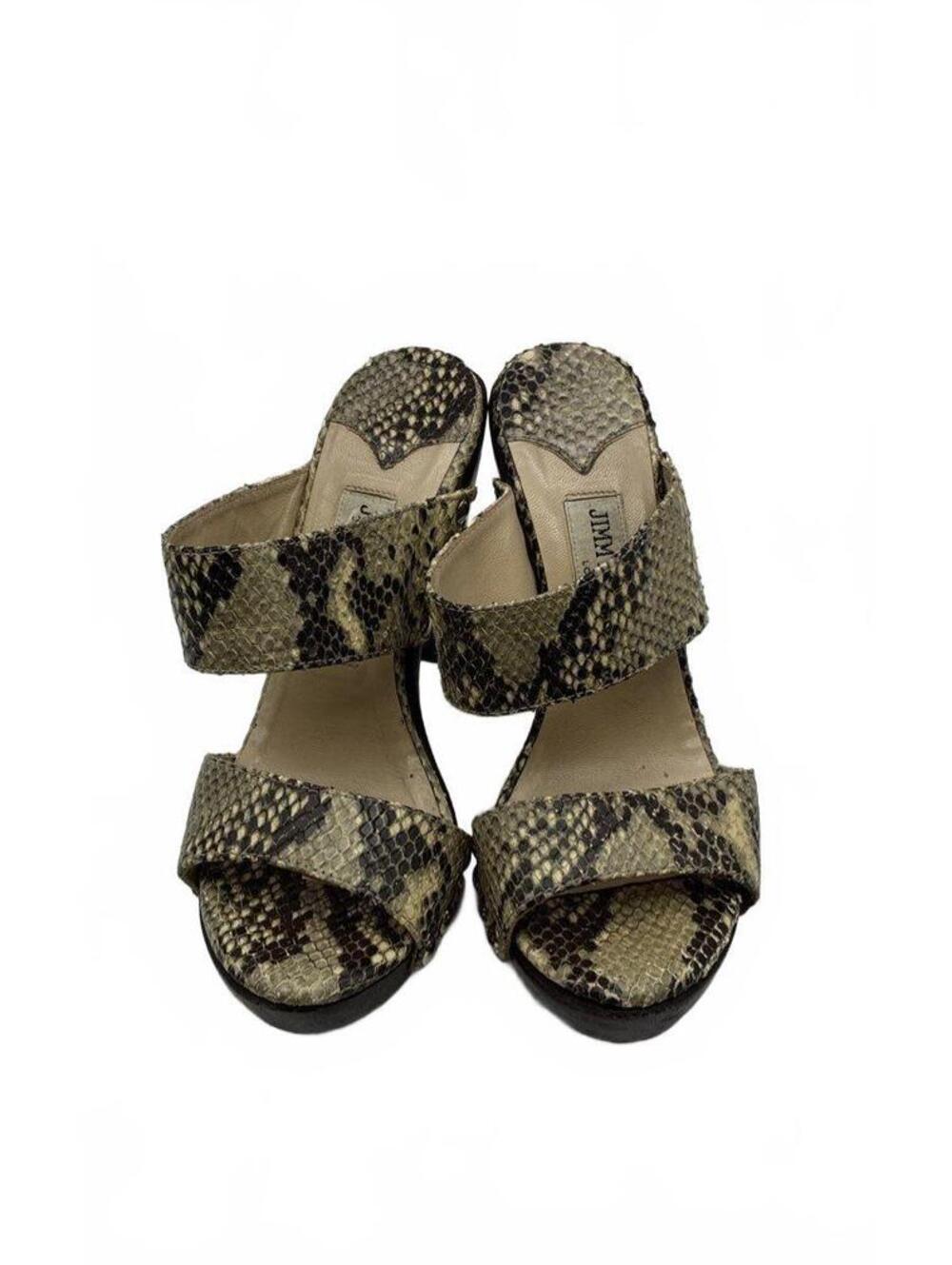 Jimmy Choo Snakeskin Studded Block Heel Platform Sandals Women's Size 37/US 6.5